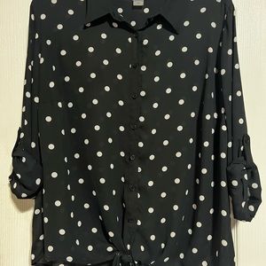 Peter Nygard 2X womens Black/white polka dot blouse